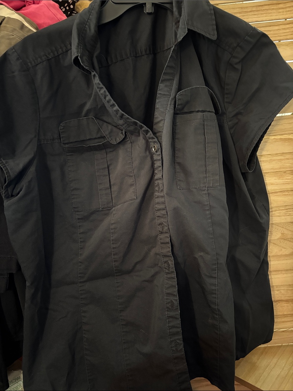 George Black Short-Sleeve Button Down Shirt XL